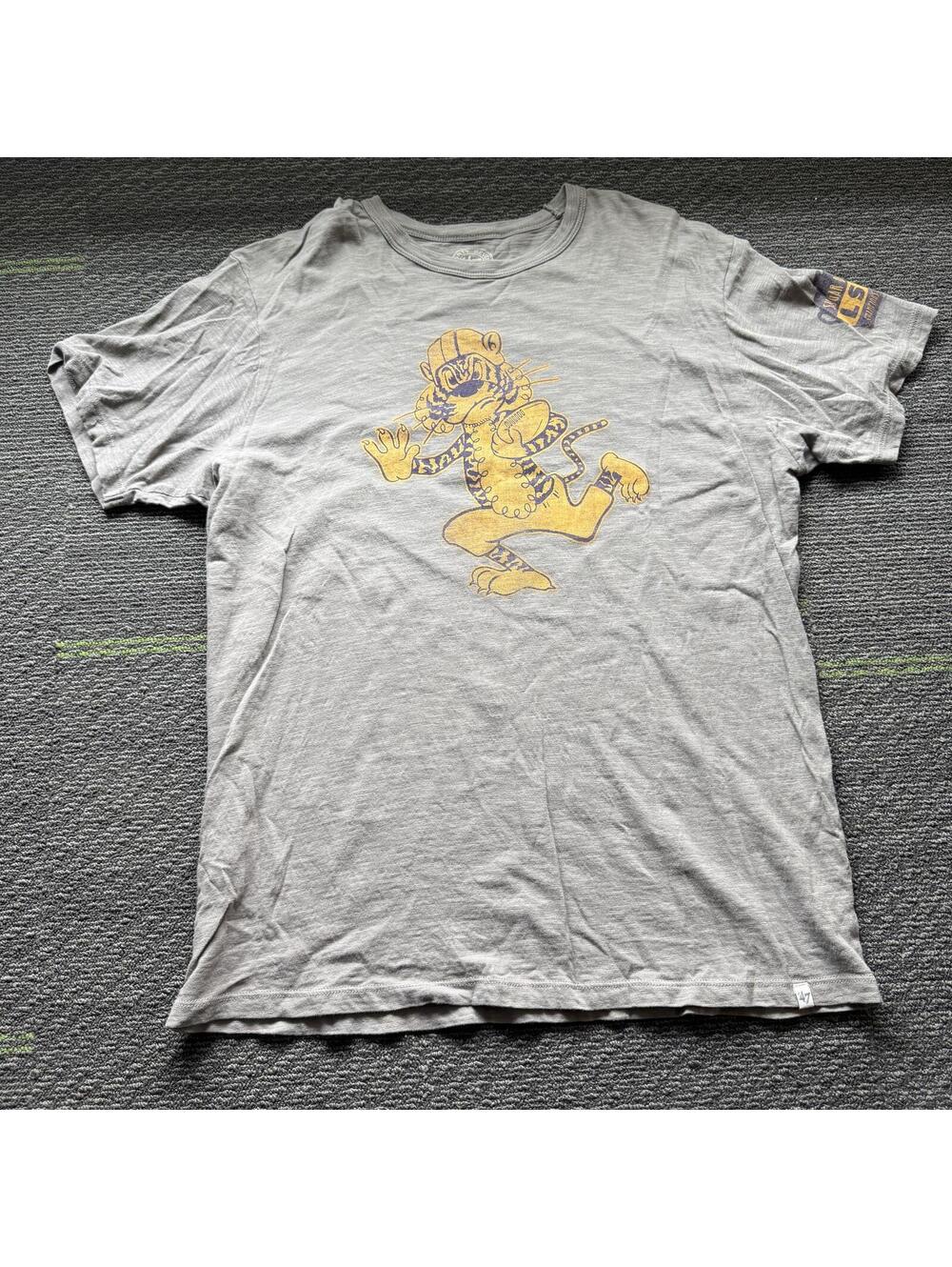 Gray Old School LSU Logo '47 Brand Short Sleeve Shirt Medium